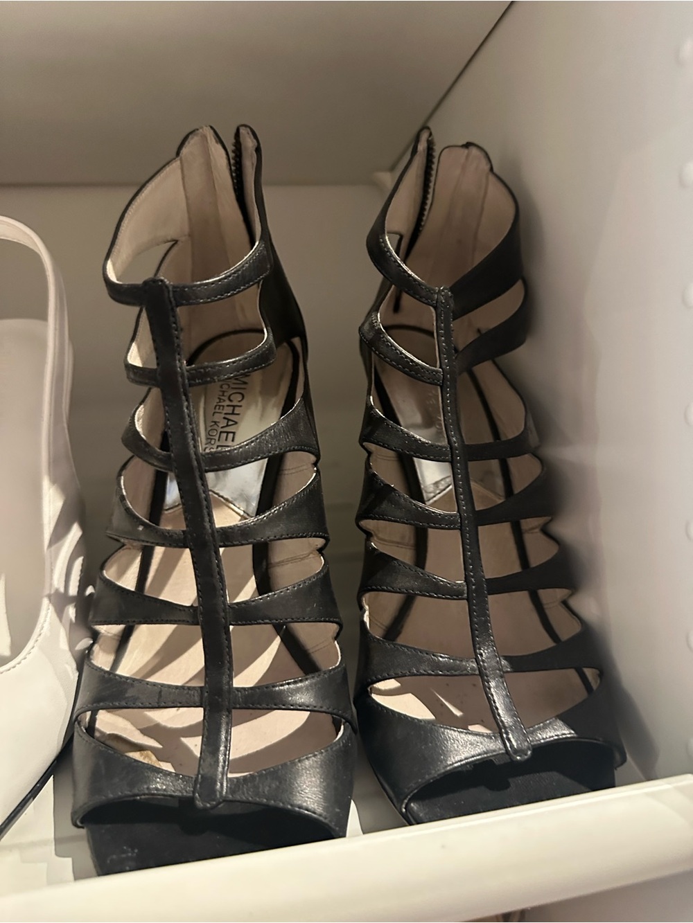 Michael Kors Black Cutout Peep-Toe Stiletto Heels - Picture 3 of 5